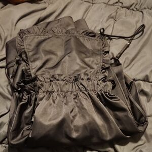 WeWoreWhat Black Satin Bib Dress XXS